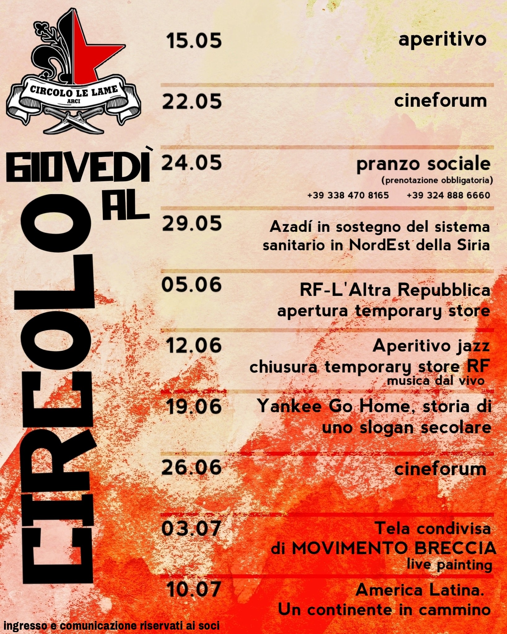 “Giovedì al circolo”, incontri, cineforum e momenti conviviali al Circolo Arci Le Lame – ASCOLTA