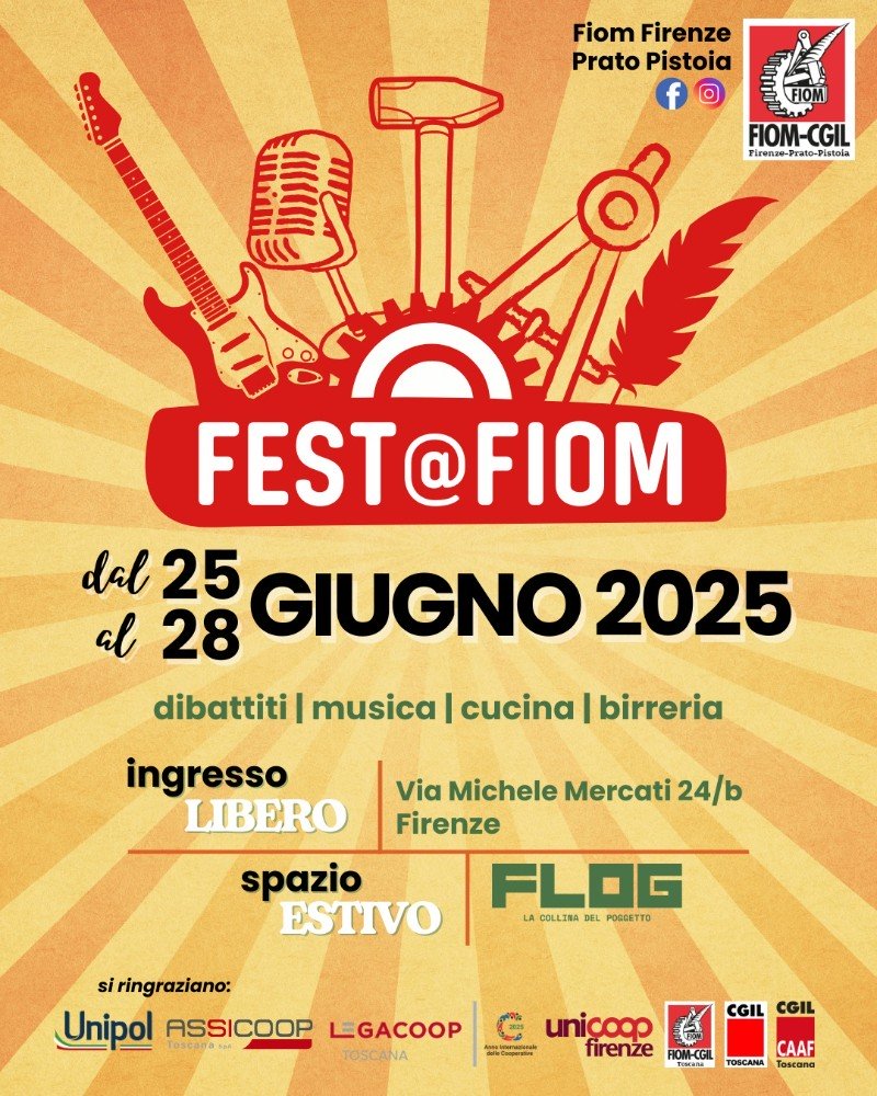Fest@Fiom, da stasera incontri e musica alla Flog. Ospiti Funaro, Giani, Landini, De Palma – ASCOLTA