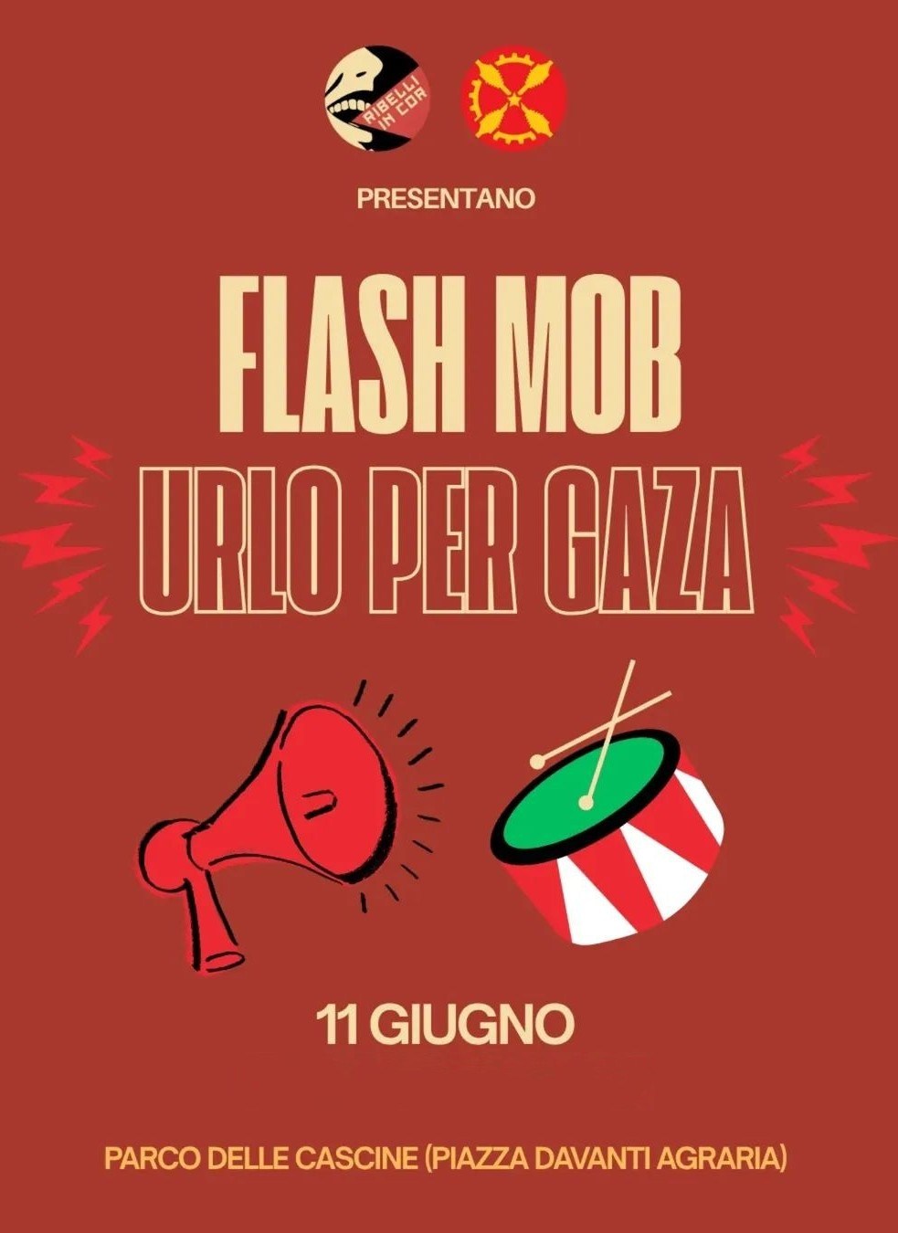 URLA PER GAZA: la Brigata sonora del Collettivo Di Fabbrica ex GKN alle Cascine per la Palestina