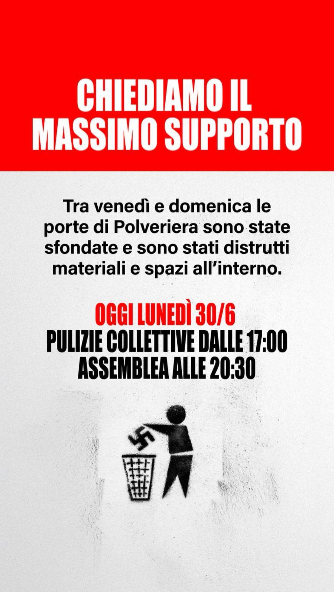 Vandali alla “Polveriera”, vergate svastiche e croci celtiche. Stasera assemblea aperta