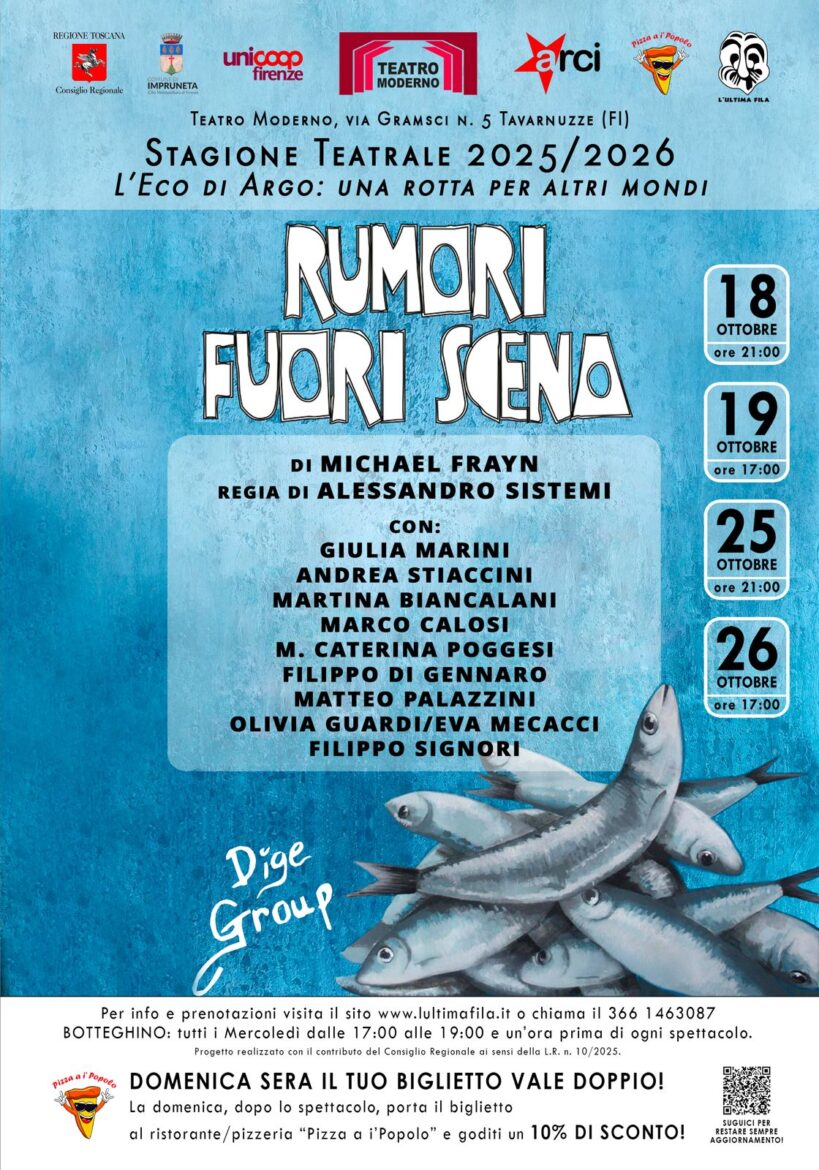 “Rumori Fuori Scena” di DigeGroup inaugura la stagione del Teatro Moderno di Tavarnuzze – ASCOLTA
