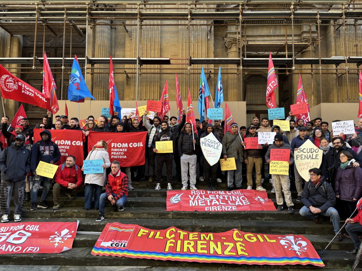 Moda, presidio di lavoratori e sindacati in via Tornabuoni. “No allo scudo penale per i committenti” – ASCOLTA