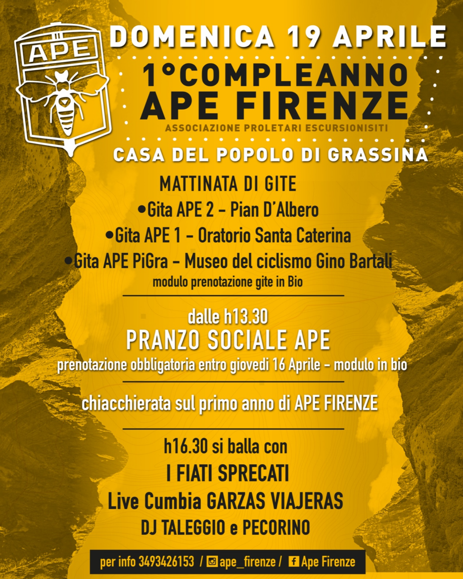 Alla Casa del Popolo di Grassina una giornata di gite, cibo e musica per festeggiare il primo compleanno di APE Firenze – ASCOLTA